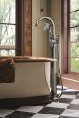 BRIZO Beauclere Single-Handle Floor Mount Tub Filler Lever Handle Kit — Brilliance Black Onyx