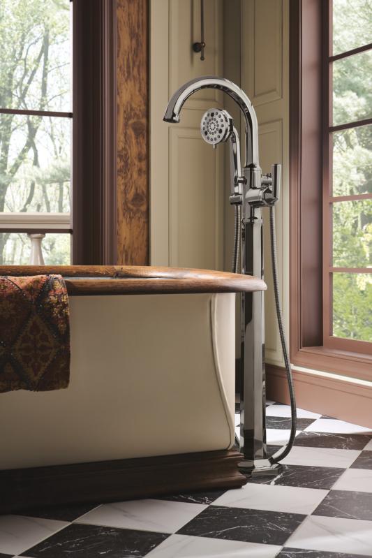 BRIZO Beauclere Single-Handle Freestanding Tub Filler - Less Handle — Brilliance Black Onyx