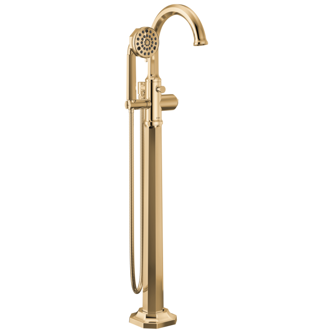 BRIZO Beauclere Single-Handle Freestanding Tub Filler - Less Handle — Polished Gold