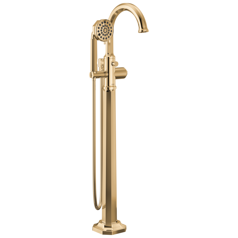 BRIZO Beauclere Single-Handle Freestanding Tub Filler - Less Handle — Polished Gold