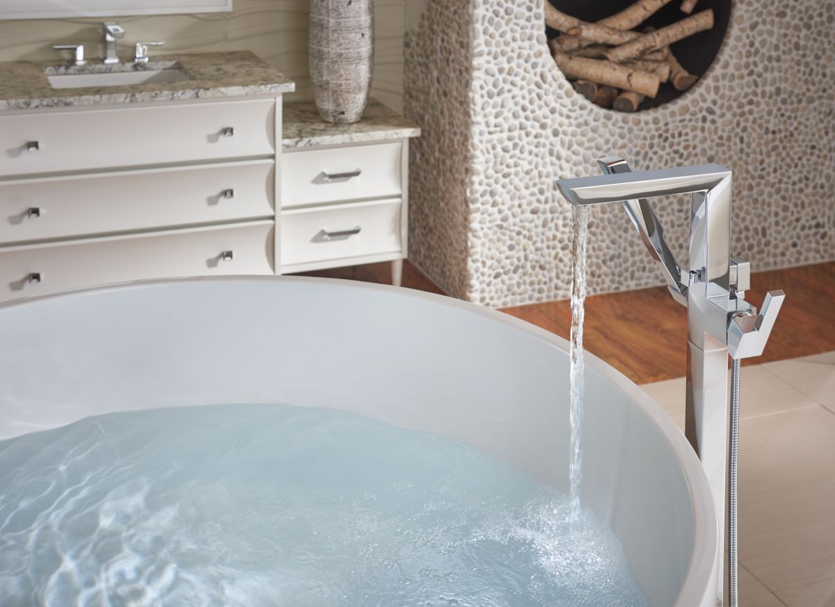 BRIZO Vettis Single-Handle Floor Mount Tub Filler — Chrome
