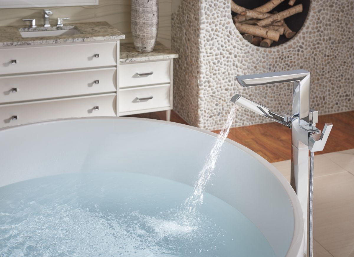 BRIZO Vettis Single-Handle Floor Mount Tub Filler — Chrome