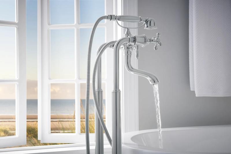 BRIZO Traditional Two-Handle Freestanding Tub Filler Body Assembly Trim - Less Handles — Chrome