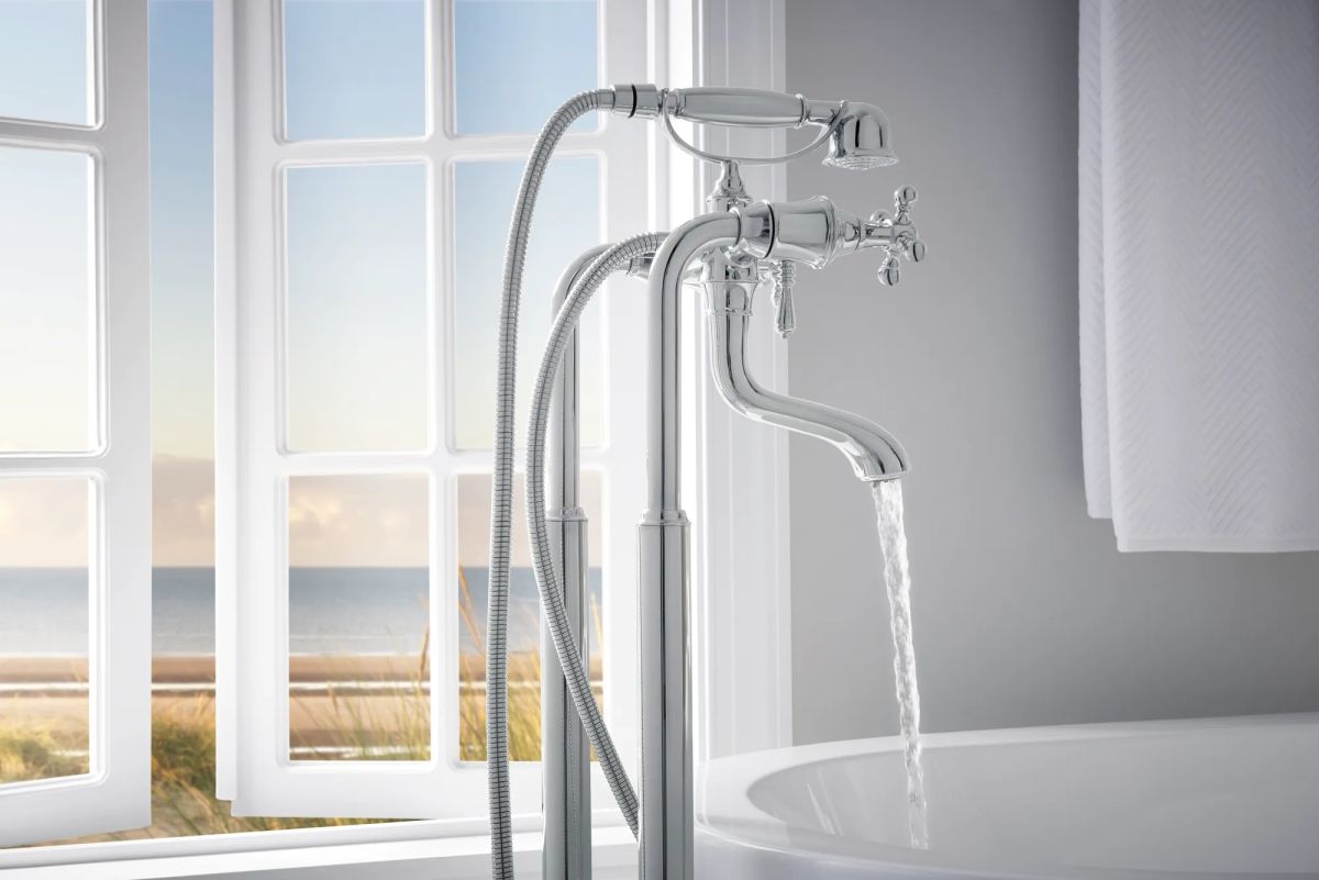 BRIZO Traditional Two-Handle Freestanding Tub Filler Body Assembly Trim - Less Handles — Chrome