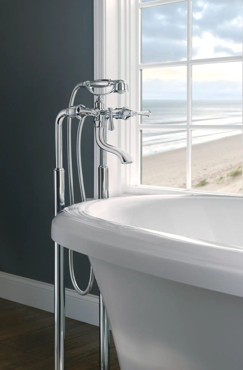 BRIZO Traditional Two-Handle Freestanding Tub Filler Body Assembly Trim - Less Handles — Chrome