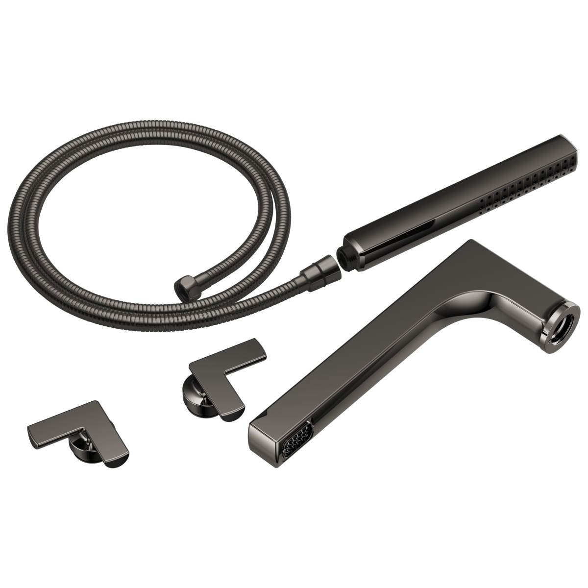 BRIZO Kintsu Two-Handle Tub Filler Trim Kit With Cross Handles — Brilliance Black Onyx