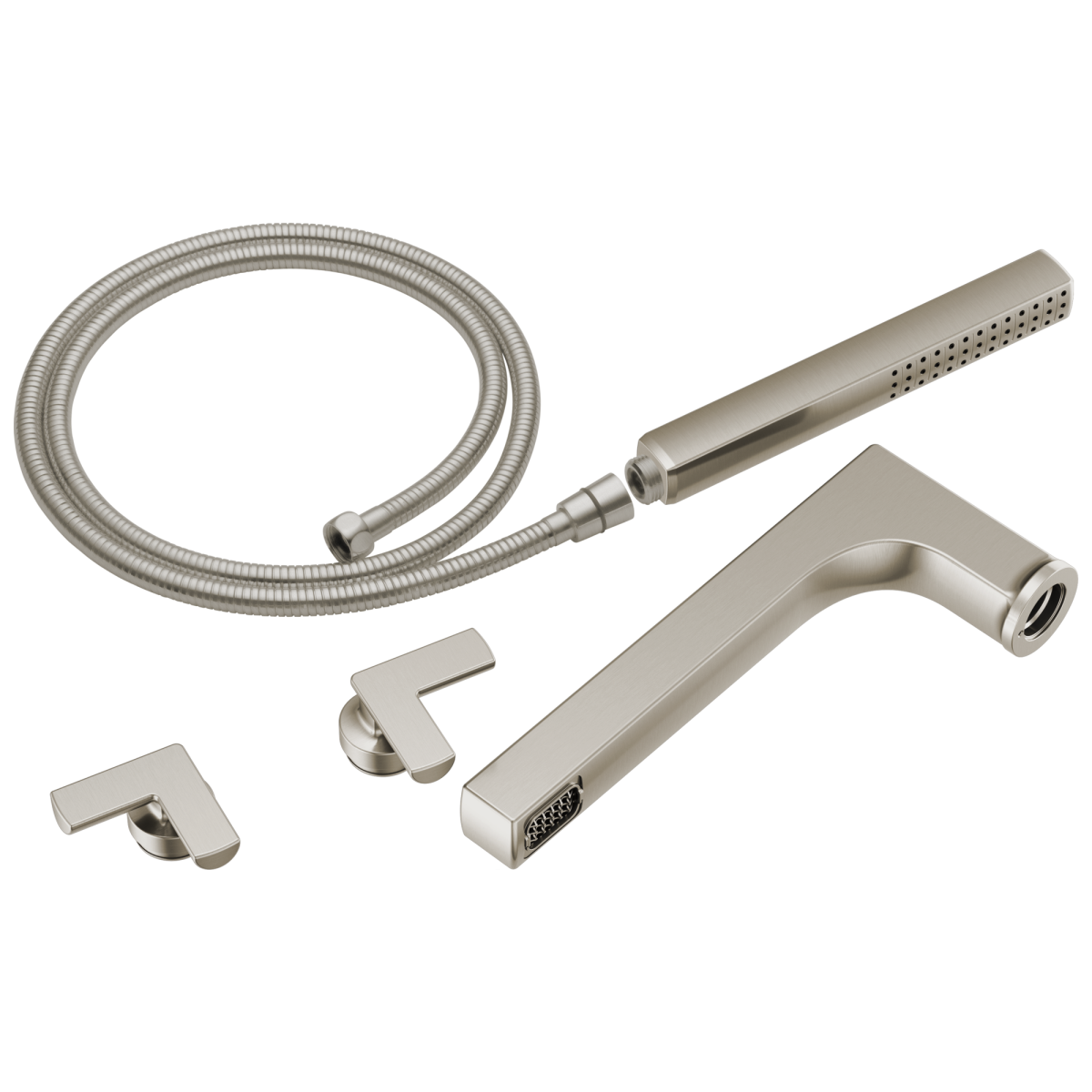 BRIZO Kintsu Two-Handle Tub Filler Trim Kit With Cross Handles — Luxe Nickel