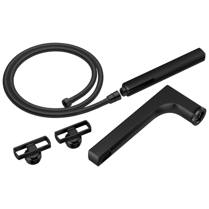 BRIZO Kintsu Two-Handle Tub Filler Trim Kit with Knob Handles — Matte Black