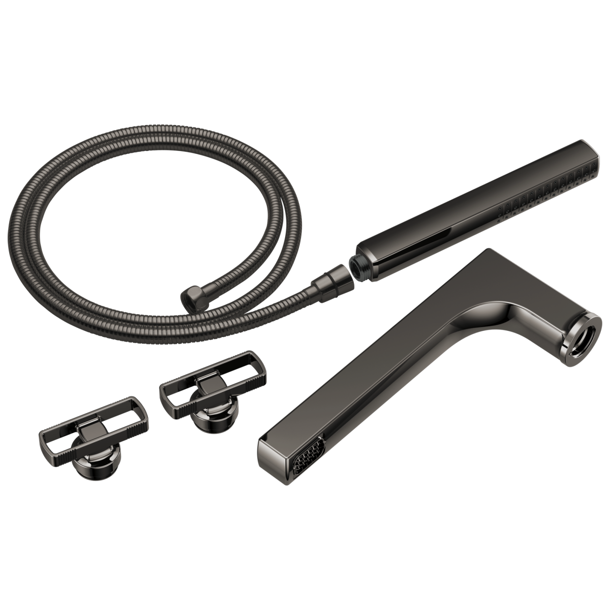 BRIZO Kintsu Two-Handle Tub Filler Trim Kit With Knob Handles — Brilliance Black Onyx