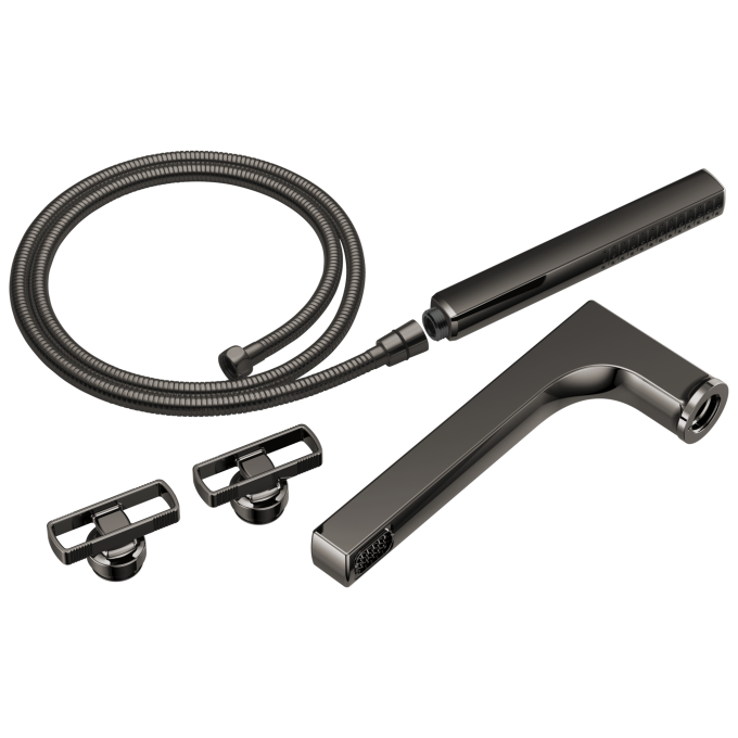 BRIZO Kintsu Two-Handle Tub Filler Trim Kit With Knob Handles — Brilliance Black Onyx