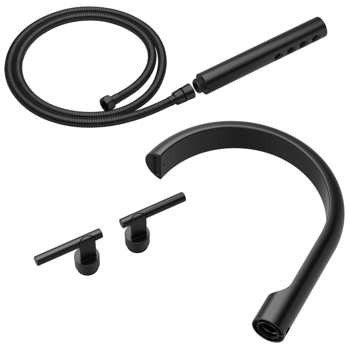 BRIZO Roccesco Two-Handle Tub Filler Trim Kit with Lever Handles — Matte Black