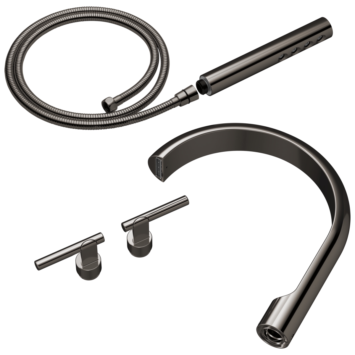 BRIZO Roccesco Two-Handle Tub Filler Trim Kit with Lever Handles — Brilliance Black Onyx