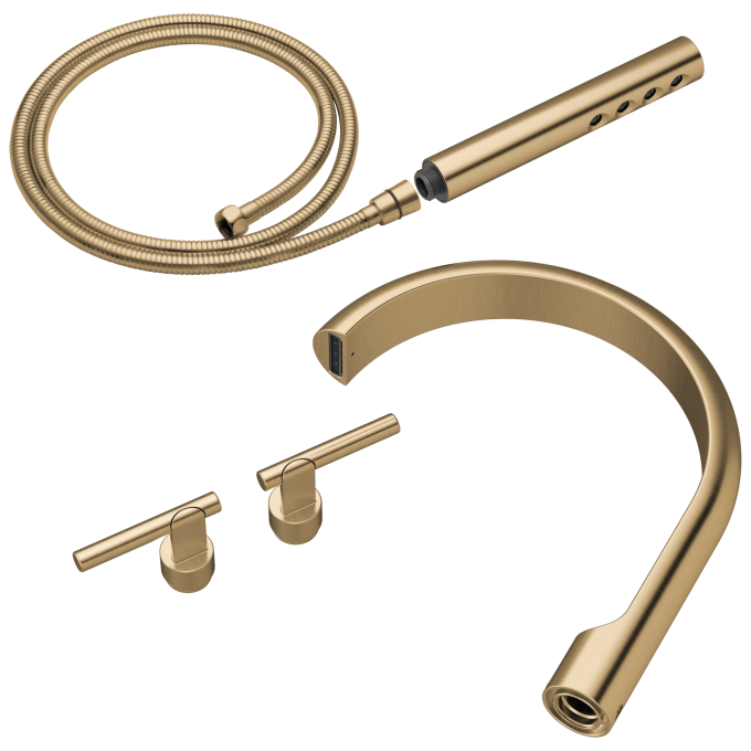 BRIZO Roccesco Two-Handle Tub Filler Trim Kit with Lever Handles — Luxe Gold