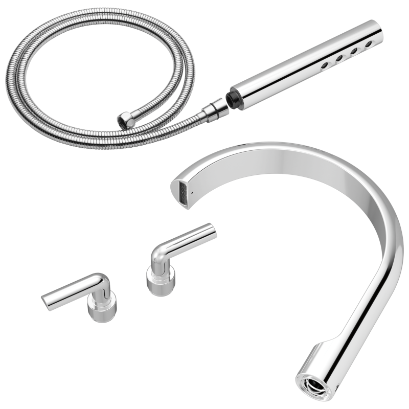 BRIZO Roccesco Two-Handle Tub Filler Trim Kit with Bent Lever Handles — Chrome