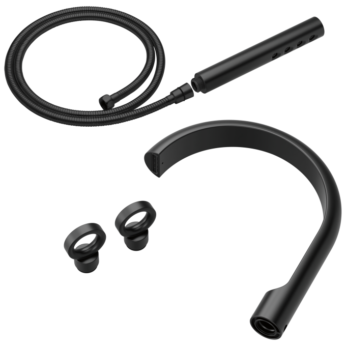 BRIZO Roccesco Two-Handle Tub Filler Trim Kit with Knob Handles — Matte Black