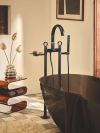 BRIZO Kintsu Floor Mount Tub Filler Unions — Matte Black