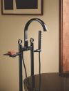 BRIZO Kintsu Floor Mount Tub Filler Unions — Matte Black