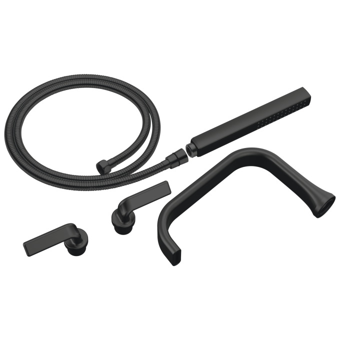 BRIZO Allaria Two-Handle Tub Filler Trim Kit with Twist Lever Handles — Matte Black