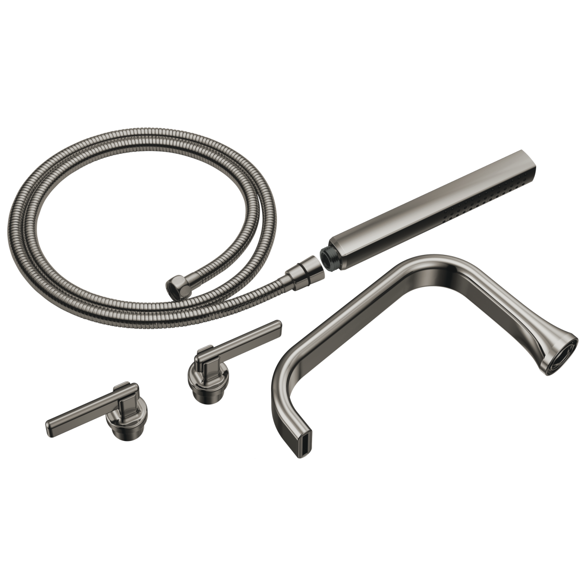 BRIZO Allaria Two-Handle Tub Filler Trim Kit with Lever Handles — Brilliance Black Onyx