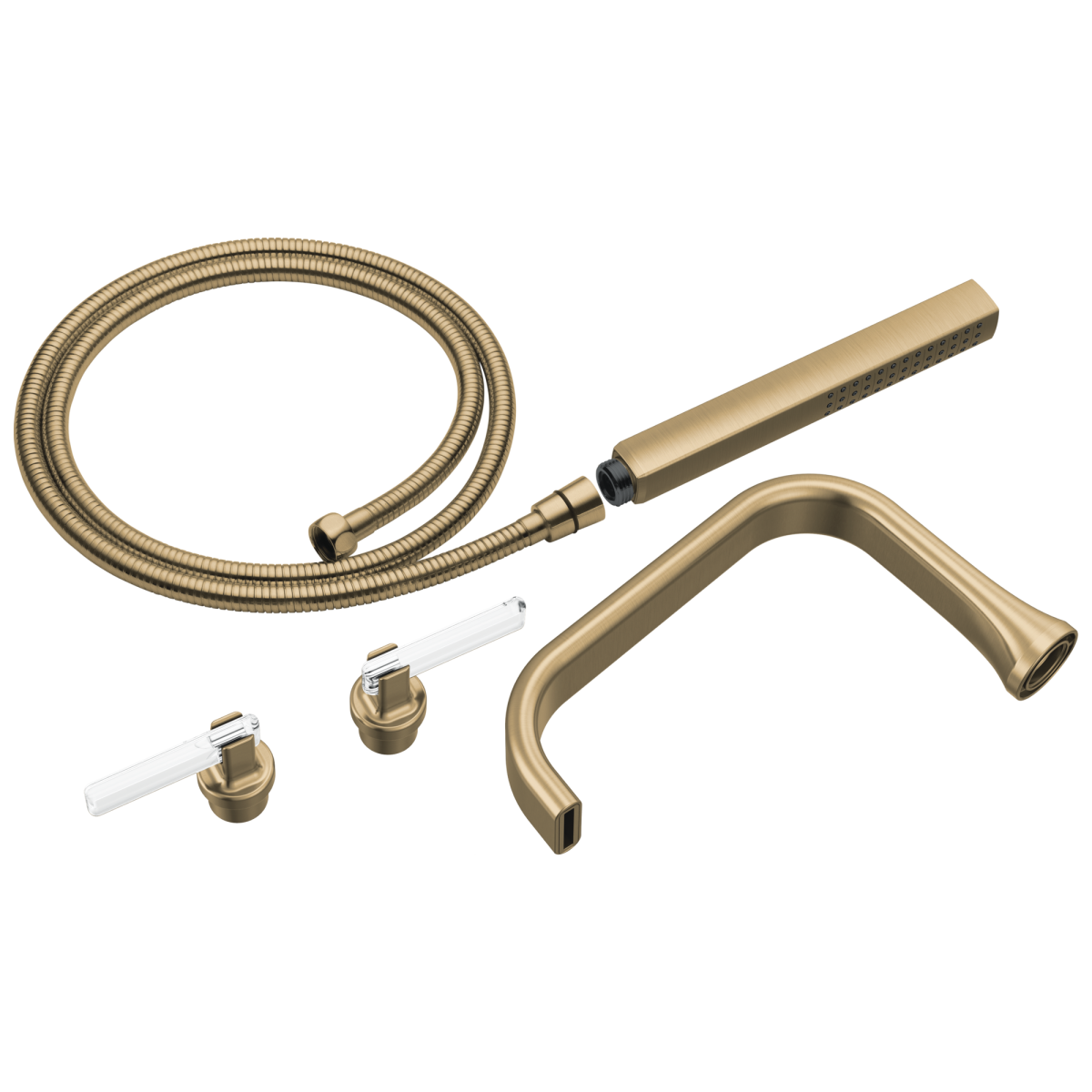 BRIZO Allaria Two-Handle Tub Filler Trim Kit with Lever Handles — Luxe Gold / Clear Acrylic
