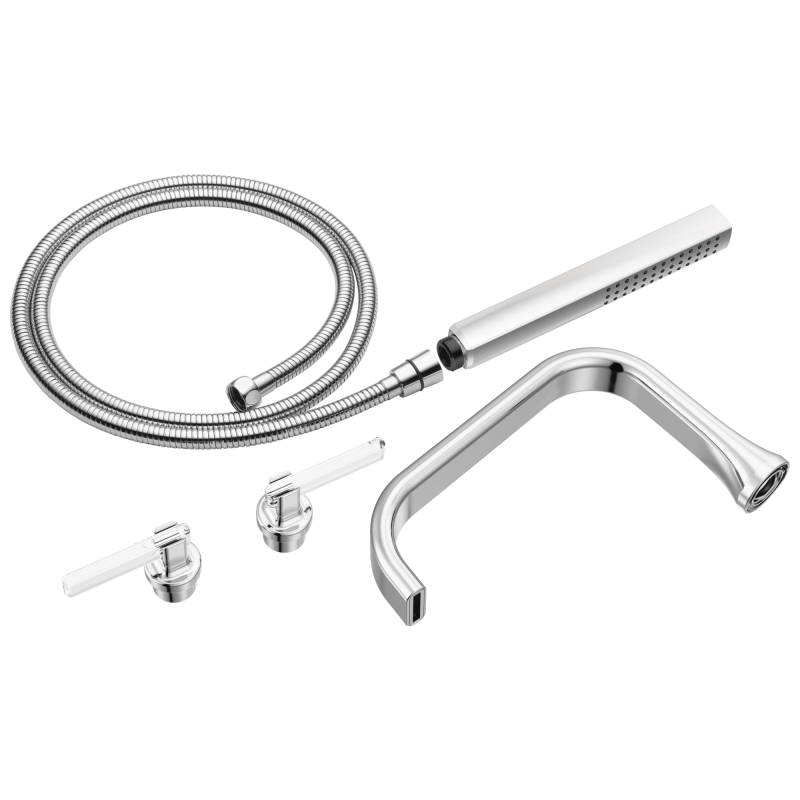 BRIZO Allaria Two-Handle Tub Filler Trim Kit with Lever Handles — Polished Chrome / Clear Acrylic