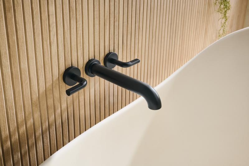 BRIZO Litze Two-Handle Wall Mount Tub Filler Handle Kit - Notch Lever — Matte Black