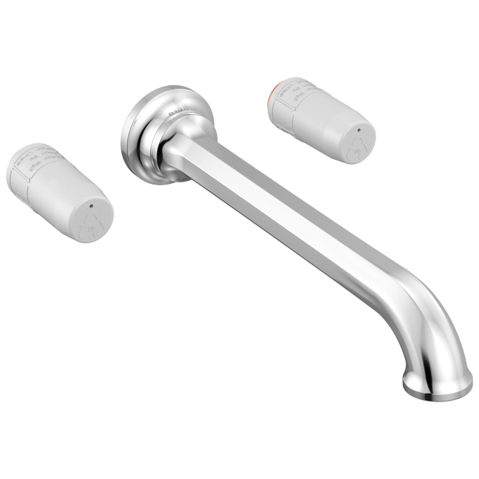 BRIZO Beauclere Two Handle Wall Mount Tub Filler - Less Handles — Chrome