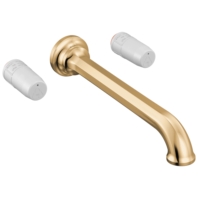 BRIZO Beauclere Two Handle Wall Mount Tub Filler - Less Handles — Polished Gold