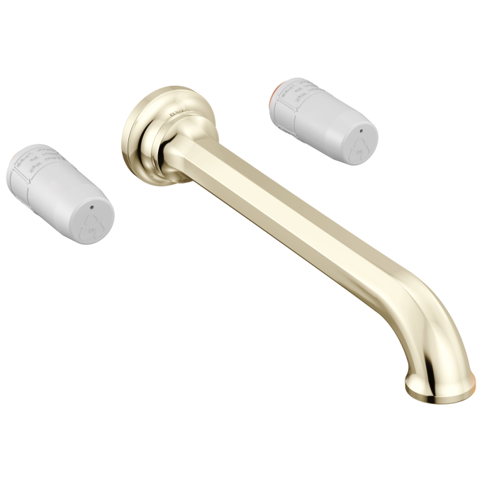 BRIZO Beauclere Two Handle Wall Mount Tub Filler - Less Handles — Polished Nickel