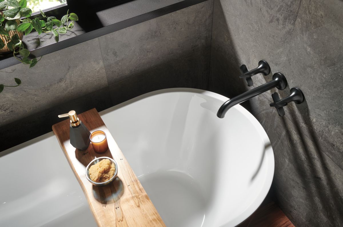 BRIZO Jason Wu for BRIZO Wall Mount Tub Filler Cross Handles — Matte Black