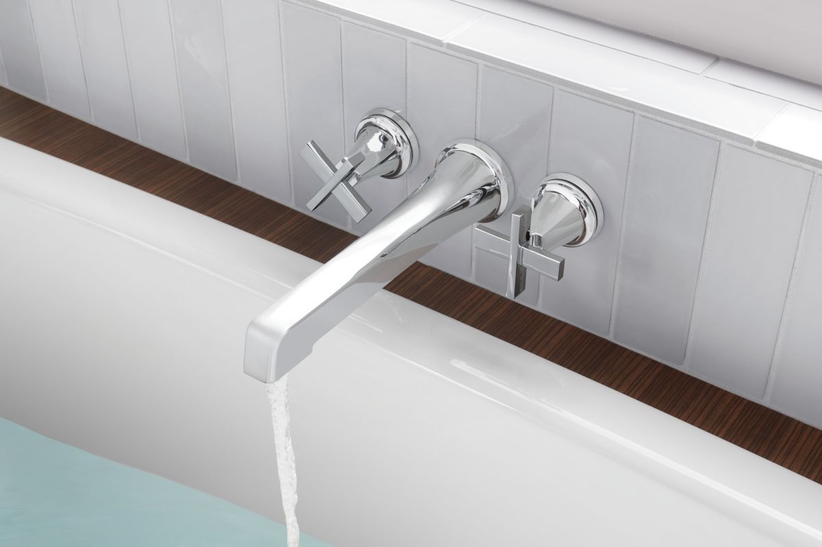 BRIZO Levoir Two-Handle Wall Mount Tub Filler Cross Handle Kit — Chrome