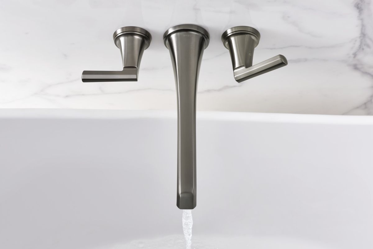BRIZO Levoir Two-Handle Wall Mount Tub Filler Lever Handle Kit — Luxe Steel
