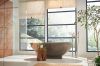 BRIZO Frank Lloyd Wright Two-Handle Tub Filler Trim Kit with Lever Handles — Luxe Nickel / Teak Wood