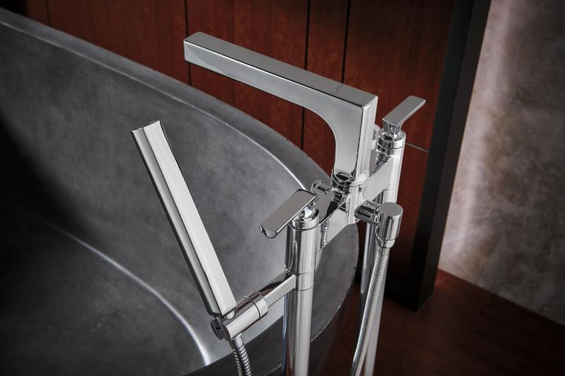 BRIZO Kintsu Floor Mount Tub Filler Unions — Chrome