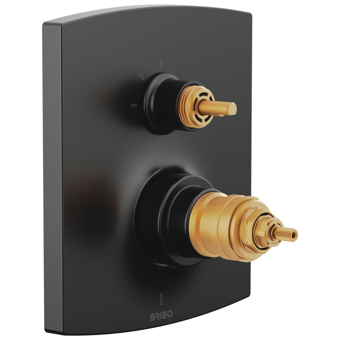 BRIZO Kintsu TempAssure Thermostatic Valve Trim with Integrated 3-Function Diverter Trim - Less Handles — Matte Black