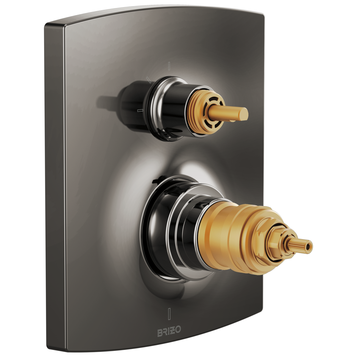BRIZO Kintsu TempAssure Thermostatic Valve with Integrated 3-Function Diverter Trim - Less Handles — Brilliance Black Onyx