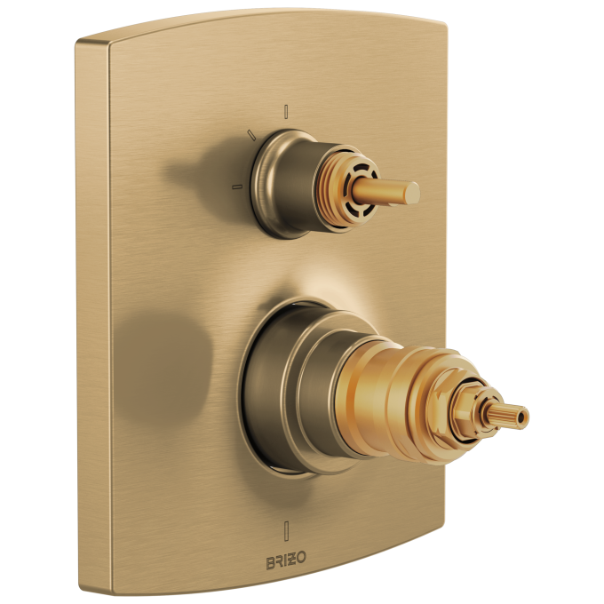 BRIZO Kintsu TempAssure Thermostatic Valve with Integrated 3-Function Diverter Trim - Less Handles — Luxe Gold