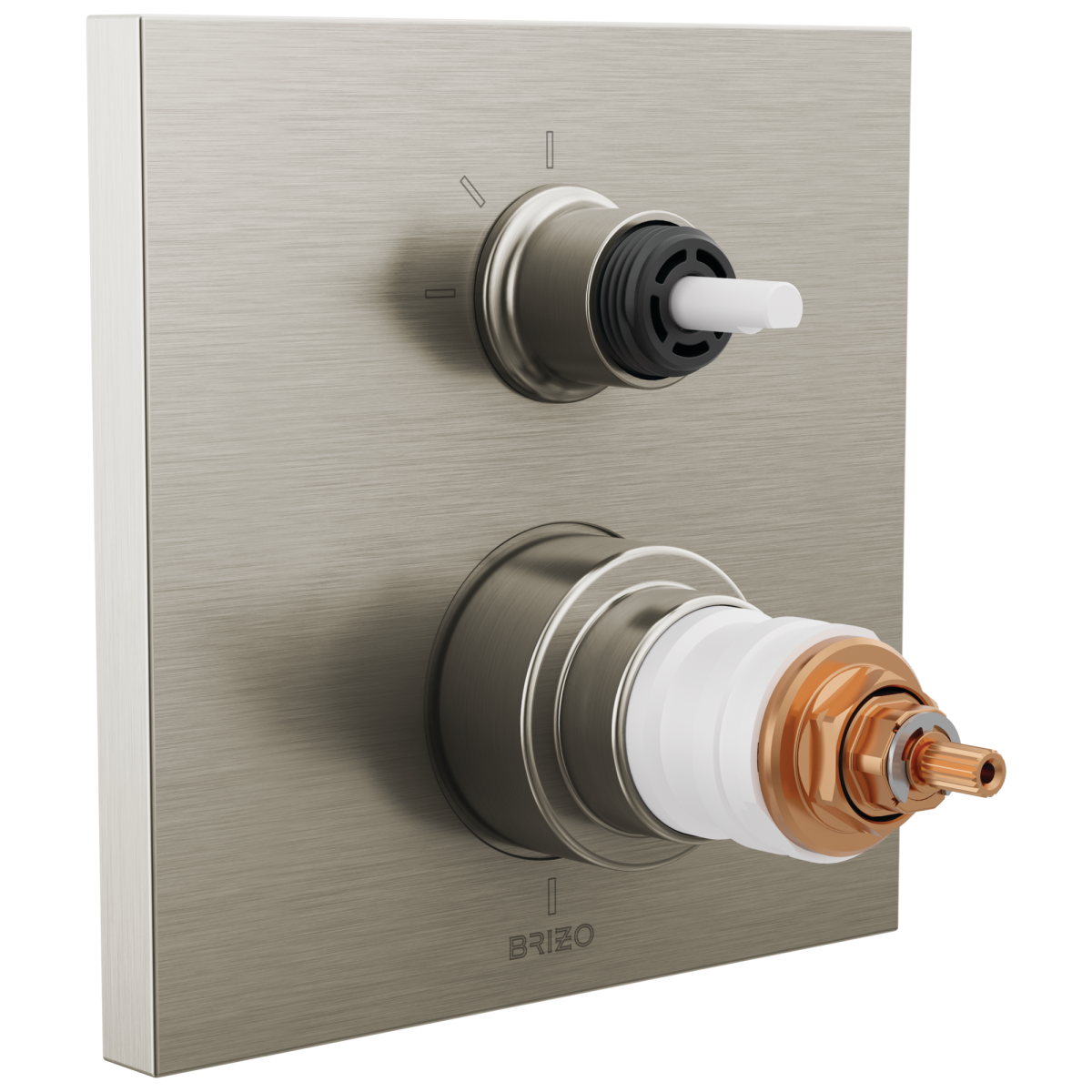 BRIZO Frank Lloyd Wright TempAssure Thermostatic Valve with 3-Function Integrated Diverter Trim - Less Handles — Luxe Nickel