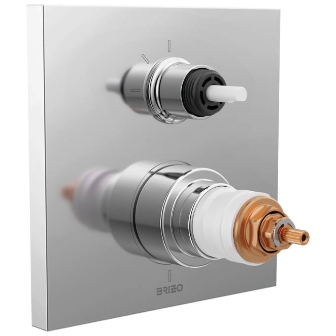 BRIZO Frank Lloyd Wright TempAssure Thermostatic Valve with 3-Function Integrated Diverter Trim - Less Handles — Chrome