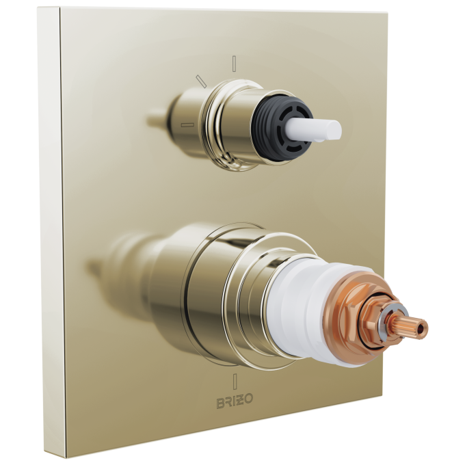 BRIZO Frank Lloyd Wright TempAssure Thermostatic Valve with 3-Function Integrated Diverter Trim - Less Handles — Polished Nickel