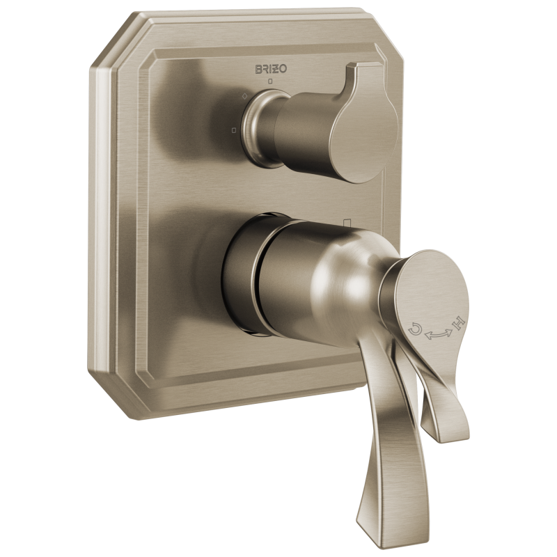 BRIZO Virage TempAssure Thermostatic Valve with Integrated 3-Function Diverter Trim — Brushed Nickel