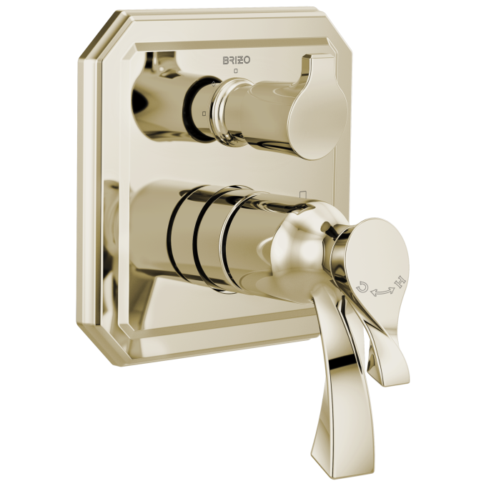 BRIZO Virage TempAssure Thermostatic Valve with Integrated 3-Function Diverter Trim — Polished Nickel