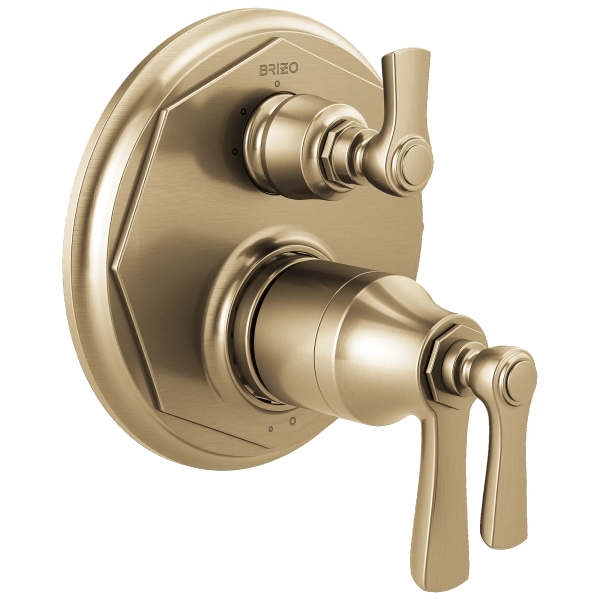 BRIZO Rook TempAssure Thermostatic Valve with 3-Function Diverter Trim — Luxe Gold