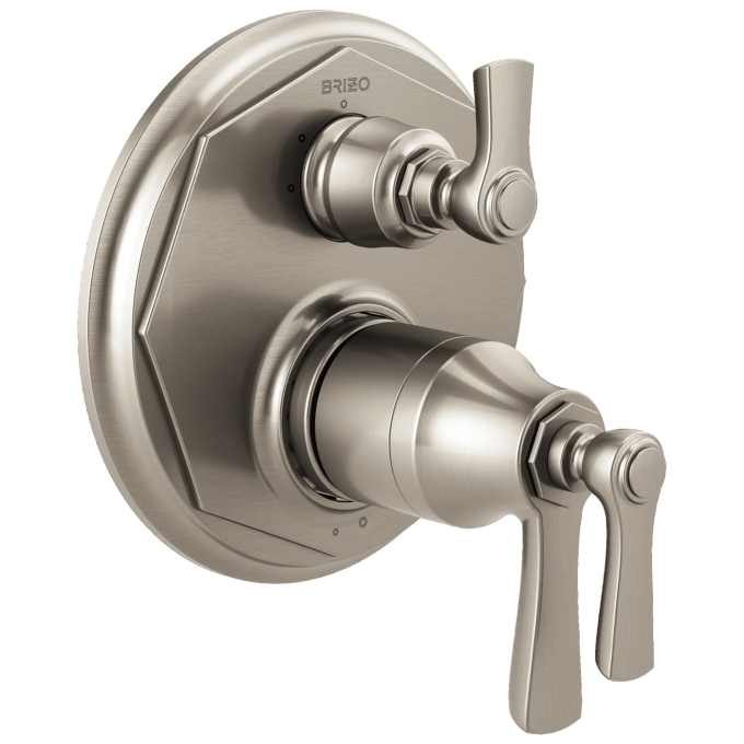 BRIZO Rook TempAssure Thermostatic Valve with 3-Function Diverter Trim — Luxe Nickel