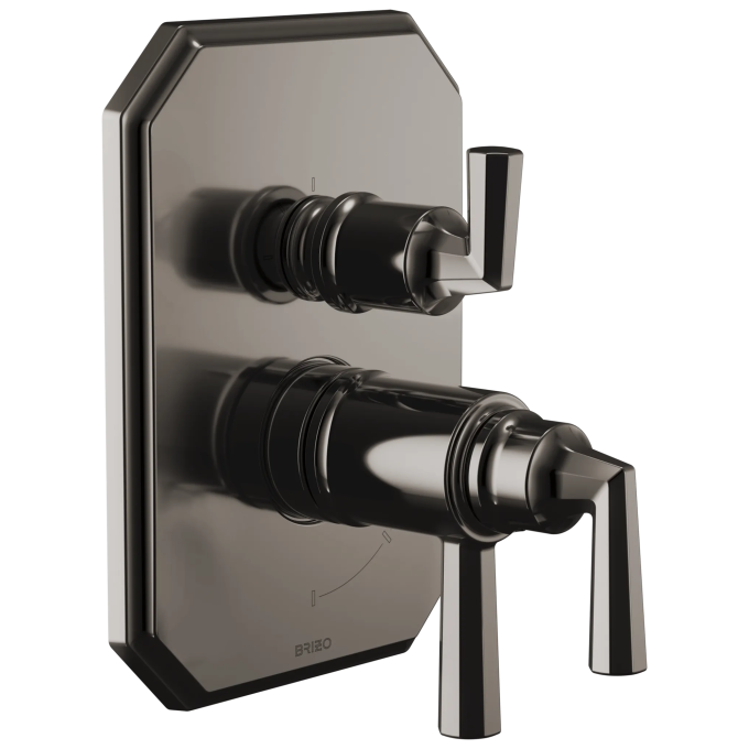 BRIZO Beauclere TempAssure Thermostatic Valve with Integrated 3-Function Diverter Trim — Brilliance Black Onyx