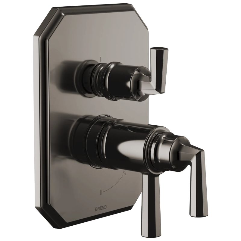 BRIZO Beauclere TempAssure Thermostatic Valve with Integrated 3-Function Diverter Trim — Brilliance Black Onyx