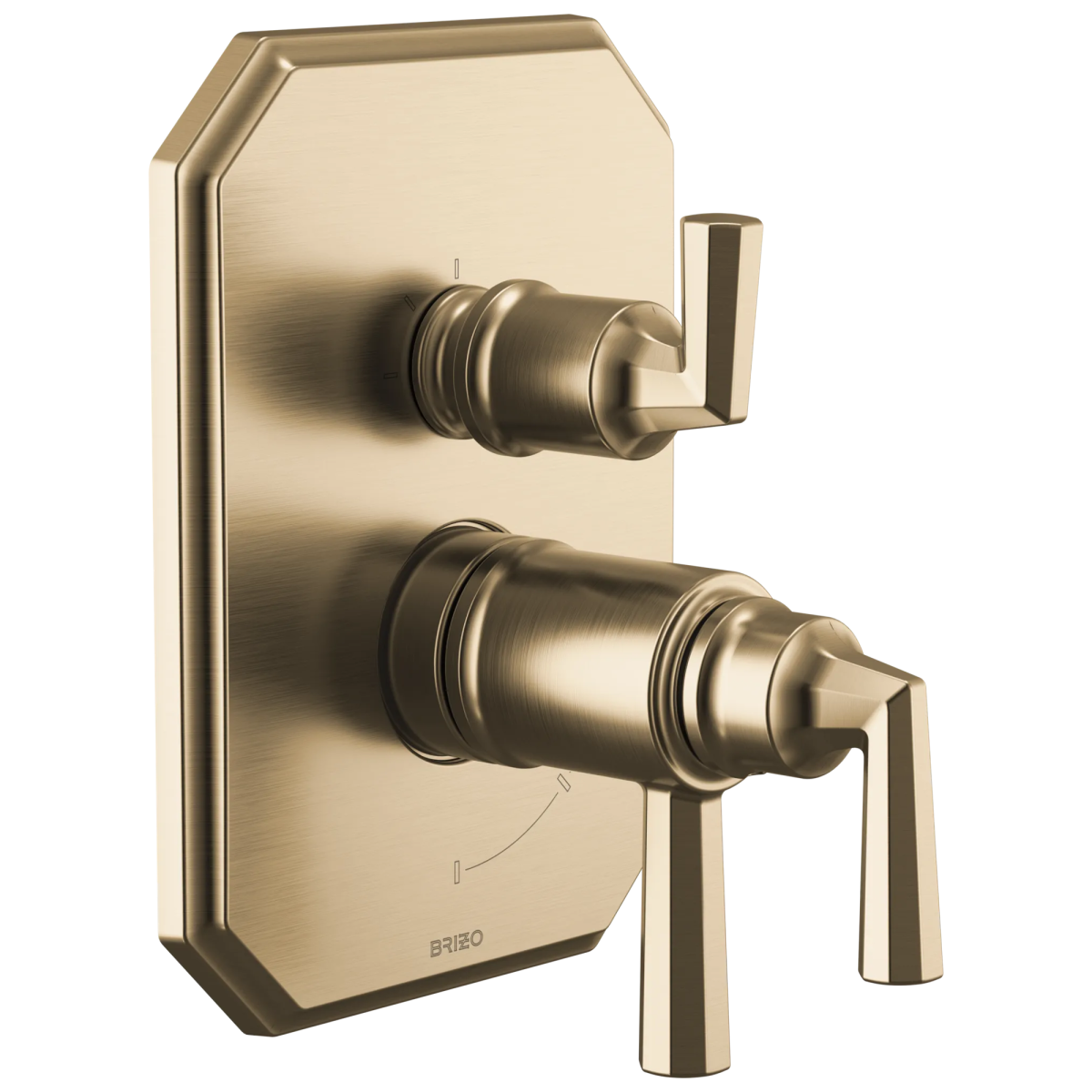 BRIZO Beauclere TempAssure Thermostatic Valve with Integrated 3-Function Diverter Trim — Luxe Gold