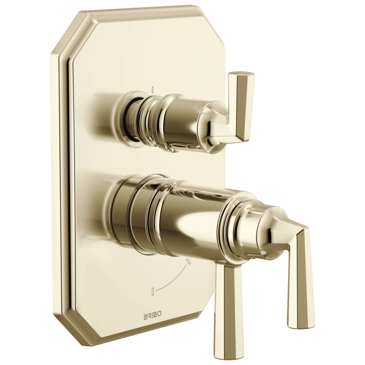 BRIZO Beauclere TempAssure Thermostatic Valve with Integrated 3-Function Diverter Trim — Polished Nickel