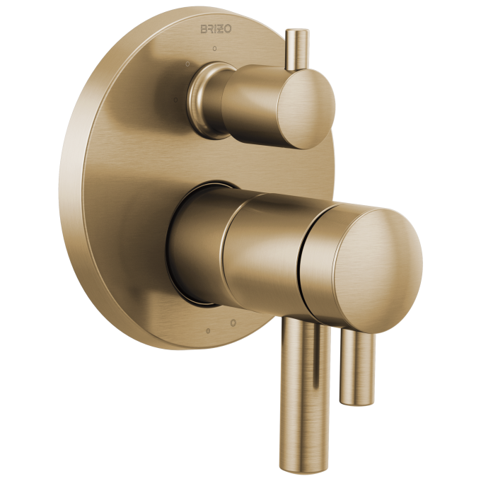 BRIZO Odin TempAssure Thermostatic Valve with Integrated 3-Function Diverter Trim — Luxe Gold