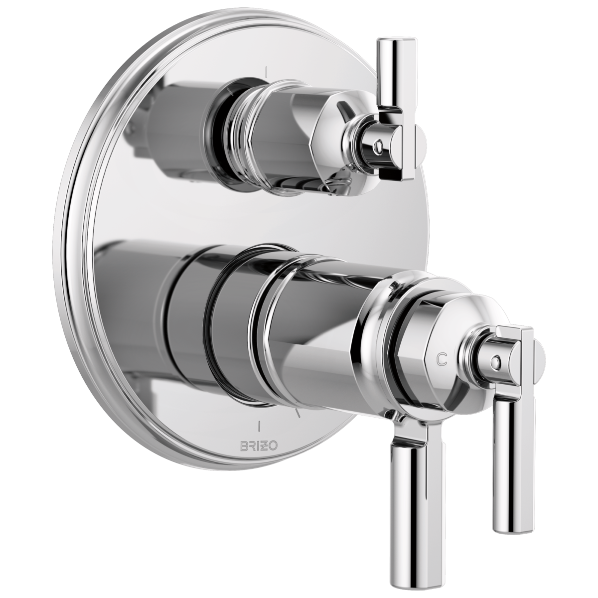 BRIZO Invari Tempassure Thermostatic Valve With Integrated 3-Function Diverter Trim — Chrome